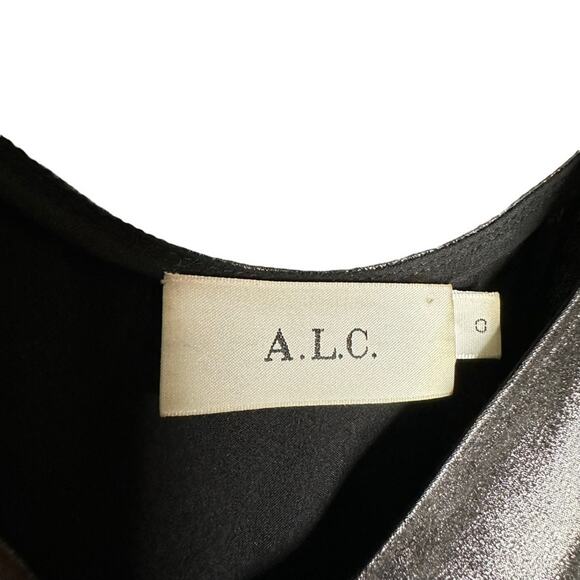 A.L.C. Metallic Silver Kristo Pleated Wrap Midi Dress 0 - Picture 5 of 11